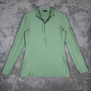 Horse Pilot Equestrian 1/4 Zip Long Sleeve Top Green Size L